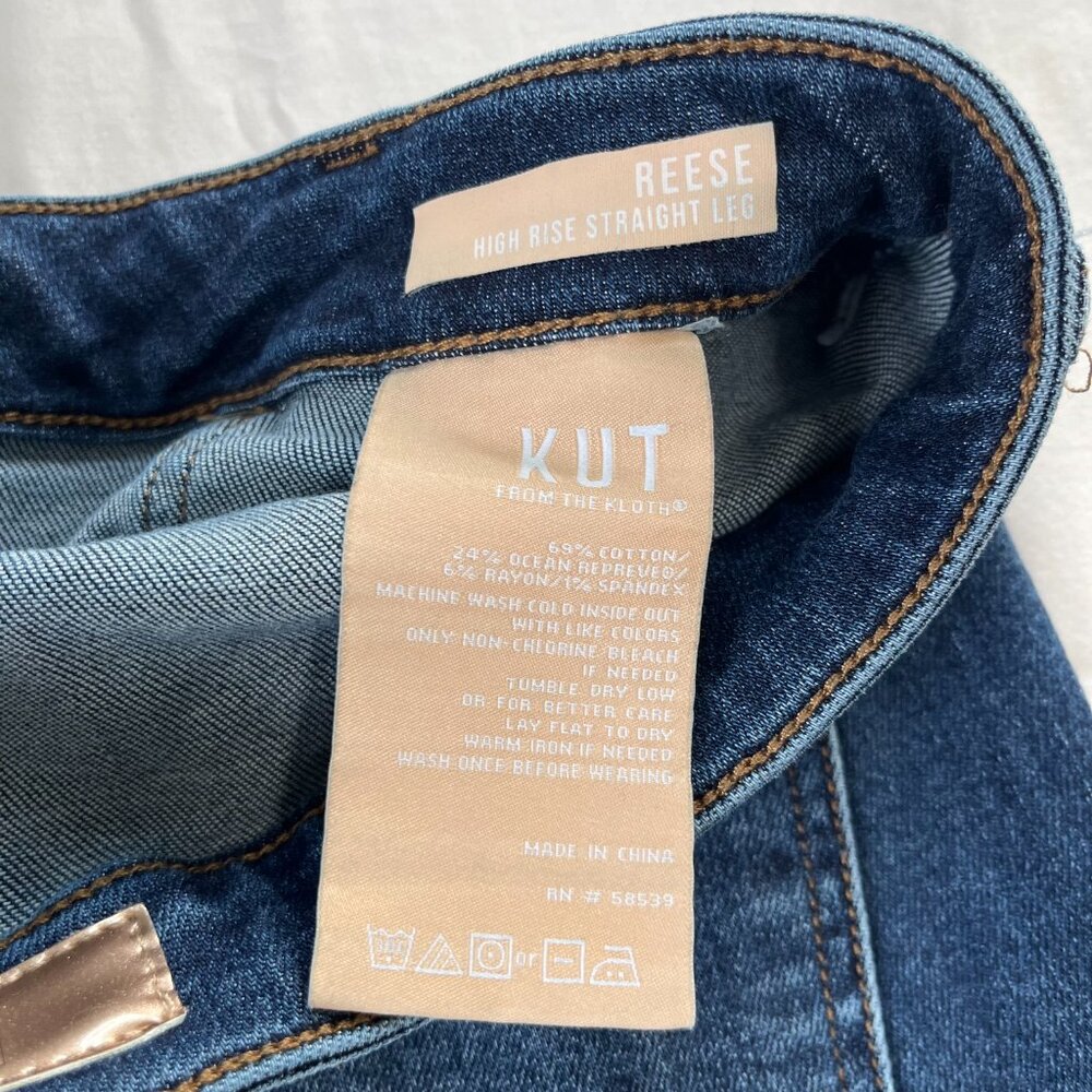 Kut From The Kloth Reese High Rise Straight Leg Dark Wash Denim Jeans | Size 2 - Picture 7 of 8